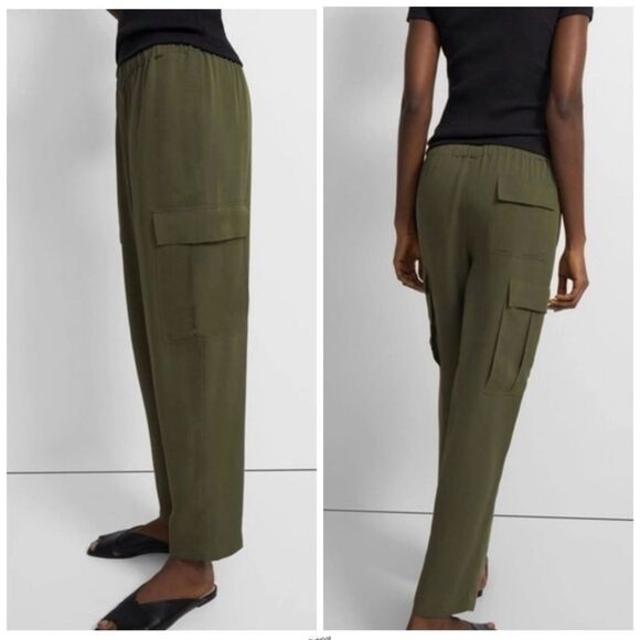 Revolve Theory Cargo Pants HANNON MODERN SILK PANTS IN DARK LAUREL - Picture 2 of 9